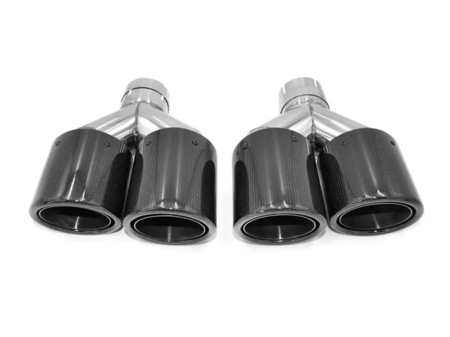 BMW Exhaust tips carbon look quad stainless steel for 63mm pipe