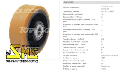 Jungheinrich JUNGHEINRICH 27634500 ROUE STABILISATRICE 150 54 60 20 mm GERBEUR EMC 110 