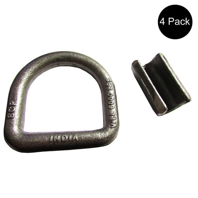 (4 pk) 5/8" Weld On D-Ring 4x4 Recovery Tow Truck Equipment Trailer 18K Rating