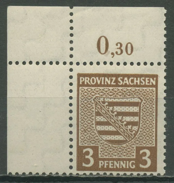 SBZ Provinz Sachsen 1945 mit fluoresz. Gummierung 74 X y Ecke 1 postfrisch