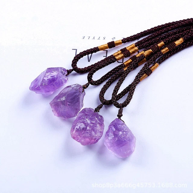 Natural Amethyst Quartz Pendant Chakra Healing Crystal Gems Necklace Reiki Gift
