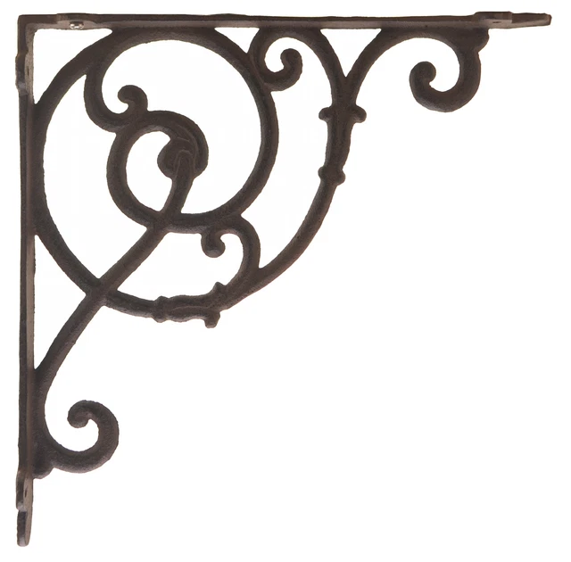 Decorative Cast Iron Wall Shelf Bracket Brace DIY Craft Ornate Vine Rust 10" D