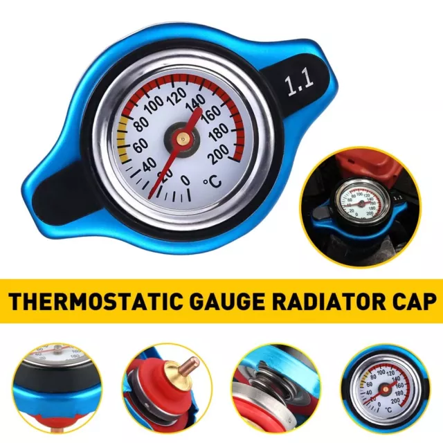 Car Thermostatic Gauge Radiator Cap Cover Small Head With Water Temp Meter USA