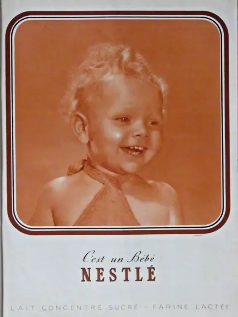 Publicité De Presse 1936 Nestlé Lait Concentré Sucré - Chocolat - Bébé Nestlé