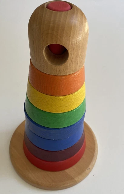IKEA kids baby toddler wooden multicoloured stacking tower, VGUC