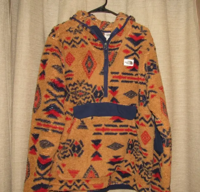 THE NORTH FACE Campshire Sherpa Fleece Pullover Hoodie Mens Large Aztec Print