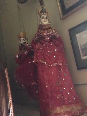 A Pair of Rajasthan Puppets In Vibrant Costumes, Indian