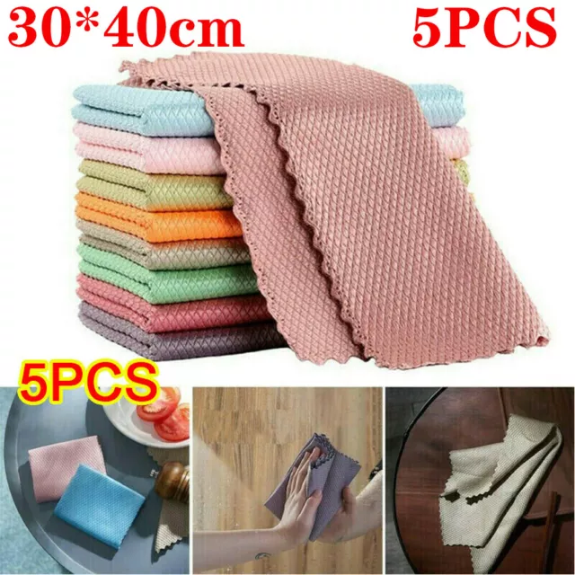 5 PCS NanoScale Streak-Free Miracle Cleaning Cloths Kitchen Rag Reusable Tool
