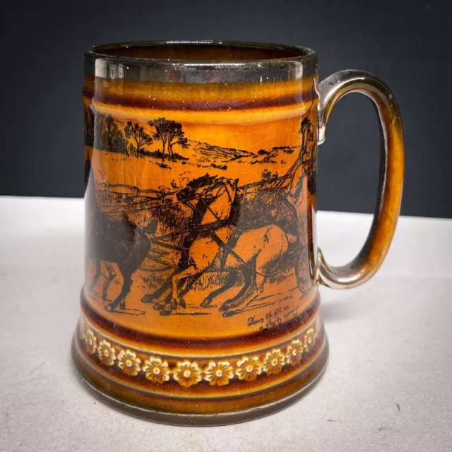 Vintage Ridgways Porcelain Tankard Mug. Scenes from Coaching Days