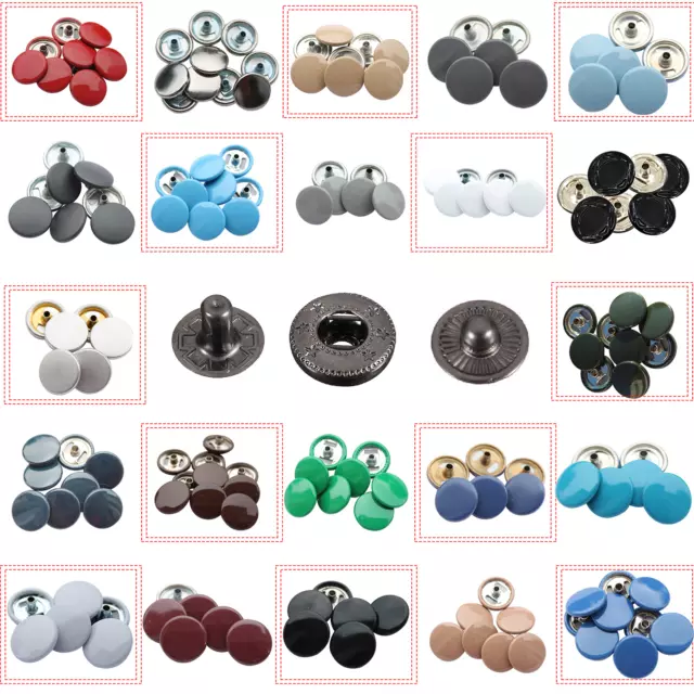 S Spring Press Studs Snap Fasteners with Colourful Caps for Jacket Coats Handbag