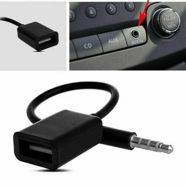 1X AUX Jack Audio Input Cord Cable Car MP3 3.5mm Male To USB Port Adapter Parts