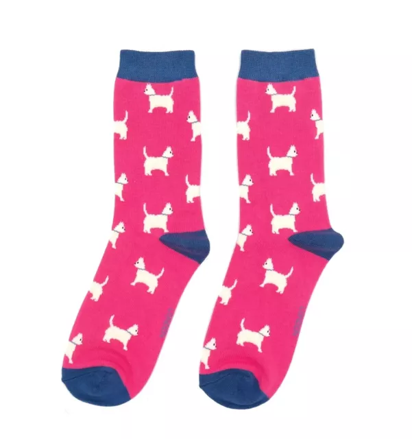 MISS SPARROW Scottie Dog Socks Super Soft Breathable Bamboo Blend  Hot Pink