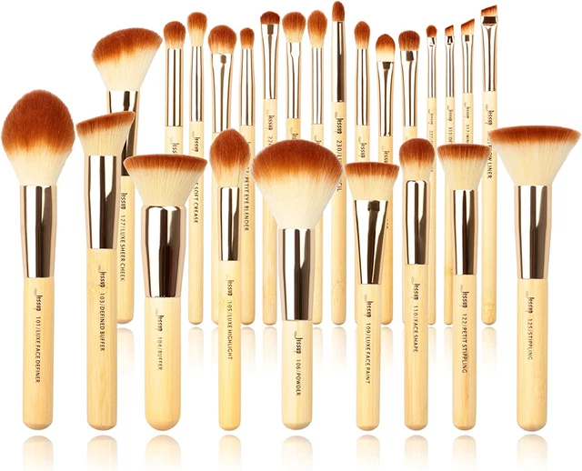 , Set Di Pennelli Professionali Da Trucco in Bambù, 25 Pezzi, Set Di Accessori C