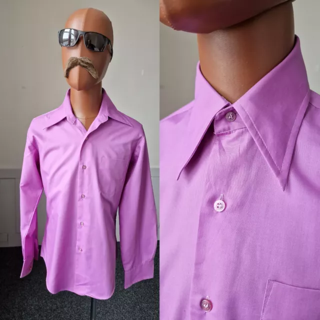 Camicia sanforizzata vintage anni '70 KMart | media | viola policotone MOD discoteca BD13