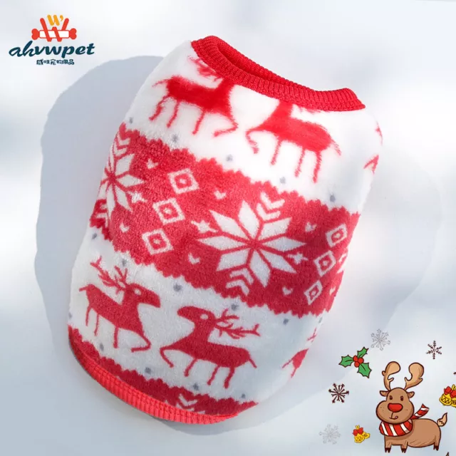 Christmas Elk Classic Small Dog Clothes Pet Puppy Warm Winter Vest Fleece Cat US