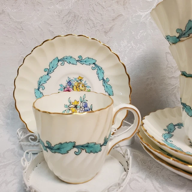 Minton Ardmore S-363- 4 Demitasse Cups & Saucers, Bone China Made in England