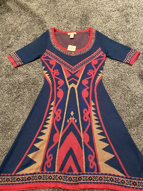 Flying Tomato NWT Sweater Dress Boho Multicolored Fit And Flare Sz Medium