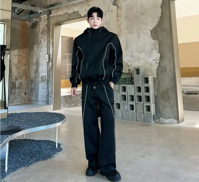 Men's Autumn Fashion Hood Long Sleeve Loose Jackets Trousers Youth Casual Sets