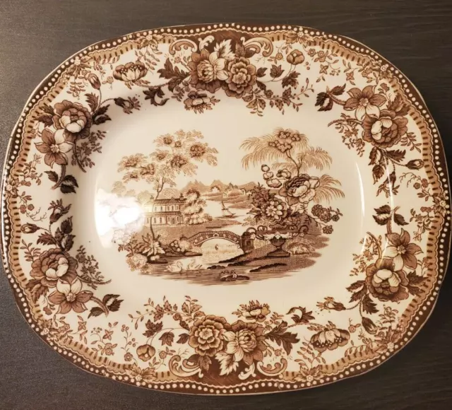 Vintage Royal Staffordshire Clarice Cliff Brown 'Tonquin' Pattern Platter