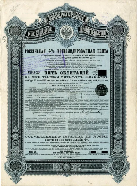 Imperial Government of Russia 4% 1901 Gold Bond (Uncanceled) - Foreign Bonds