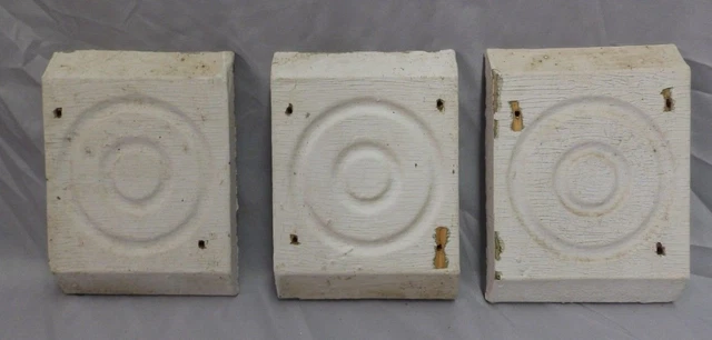 Set of 3 Antique Architectural Salvage Rosette Bullseye Old Molding Vtg 491-18P