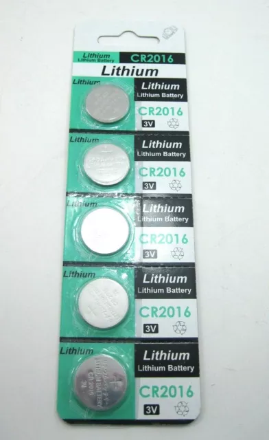 Pack of 5pcs CR2016 Lithium 3V Button Cell Battery Batteries for watch