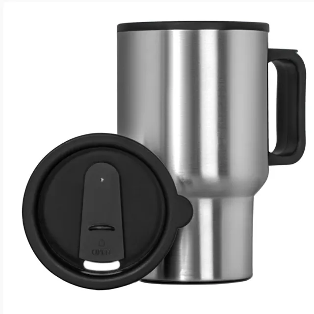 14oz Coffee Travel Mug Slider Lid Tumbler Holder Hot Drink Cup Stainless Steel