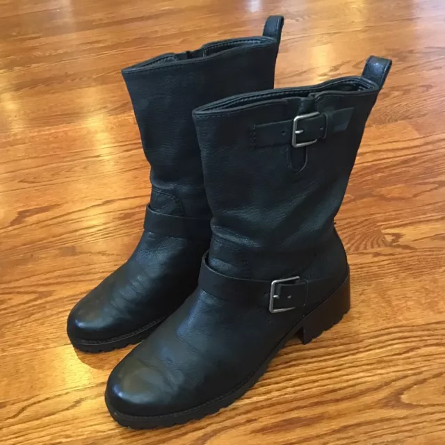 Cole haan hemlock online leather moto boots