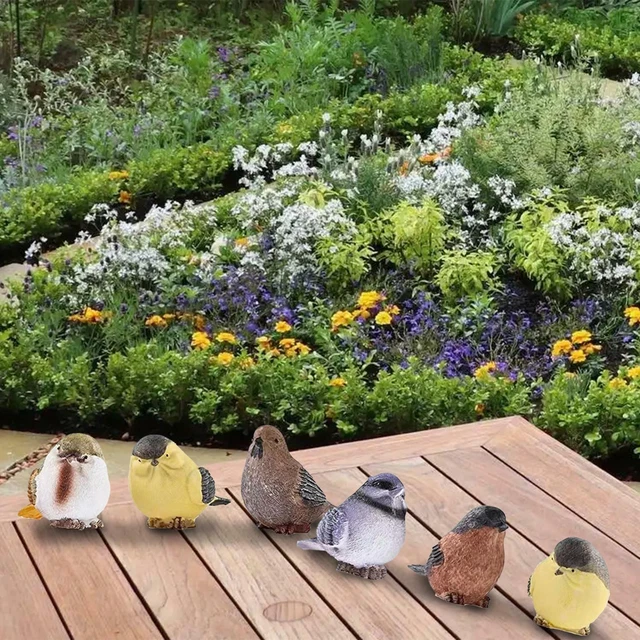 6 Stück Garten Elster Vögel Statue Figuren Ornamente für Gartenliebhaber
