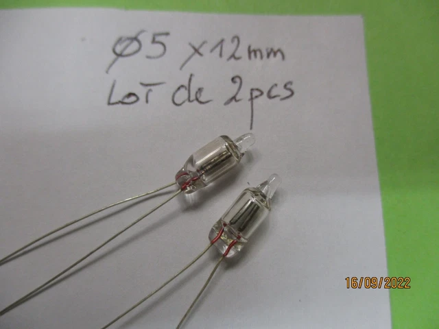 luciole neon temoin rouge / diametre 5x12mm 250V AC en lot de 2 pieces