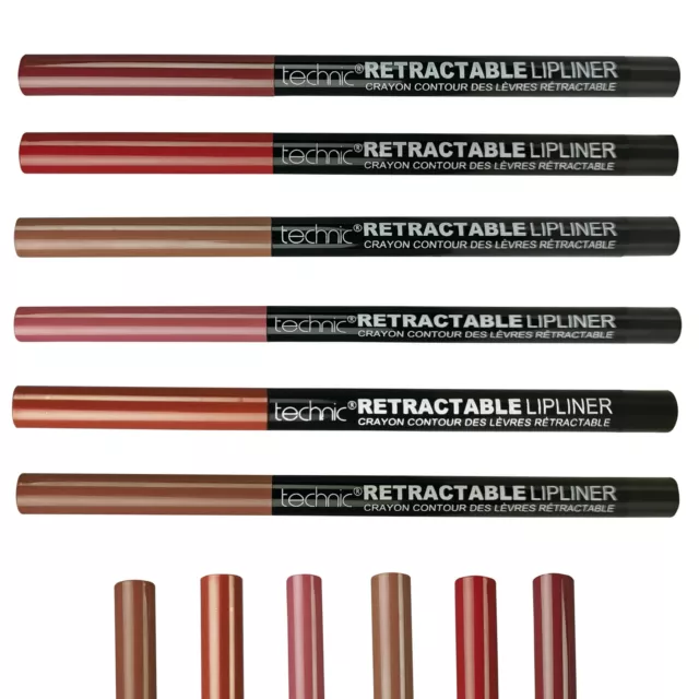 Technic Twist Up Lip Liner Pencil Crayon Brown Nude Berry Pink Red