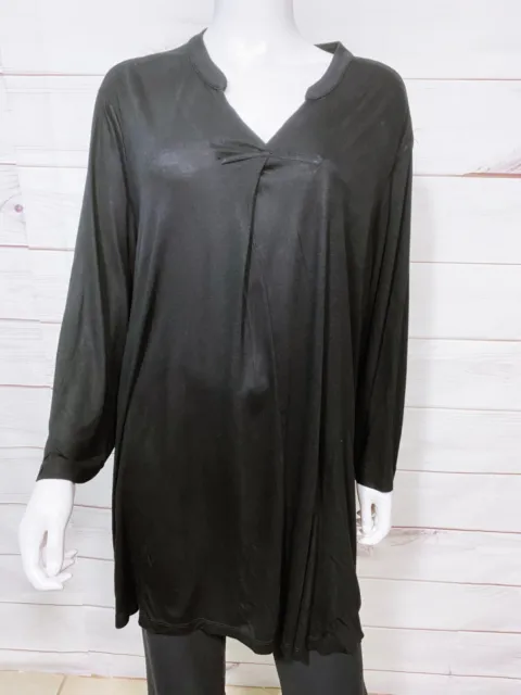 WOMAN WITHIN WOMENS Tunic Size 2X Black V-Neck Long Sleeve Top $24.99 ...