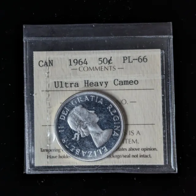 1964 50c *Ultra Heavy Cameo* ICCS PL66 Canada Silver Half Dollar 50 Cent Frosty