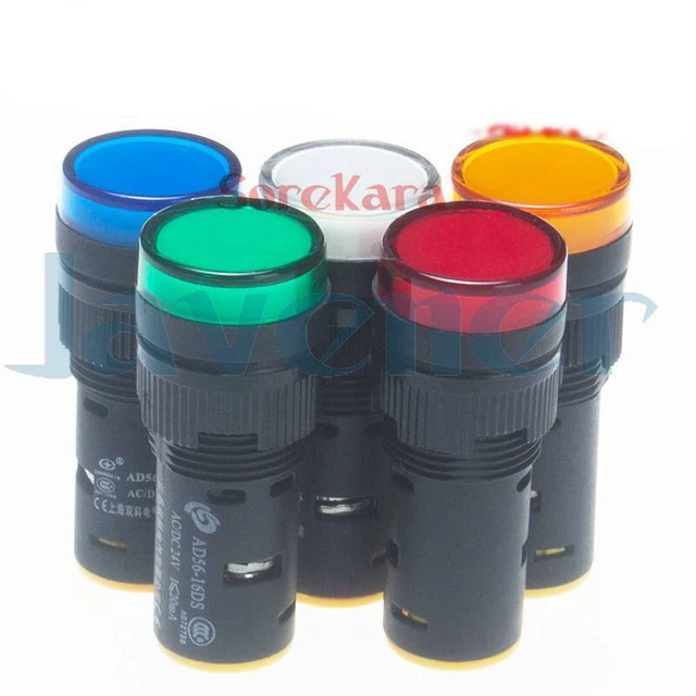 LOT10 16mm Mount Hole Colors 12VDC-220VAC LED Light Lamp Power Indicator Signal