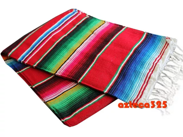 Red Sarape Serape Mexican Blanket Saltillo Southwestern 5' x 7' Yoga Throw XL