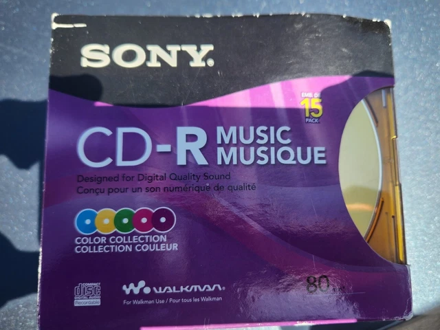 Sony CD-R Music 15 Pack 80 min Discs w/ Slim Cases Color Collection New Sealed