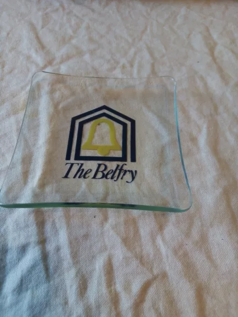 RARE ASHTRAY SMALL GLASS DISH 12 CM ACROSS THE BELFRY GOLF?? No chips or cracks