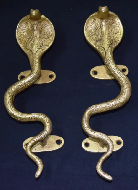 Brass Door Handle Snake Shape Golden Handmade Finish Home Door Dec GK441