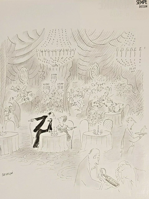 DESSIN de presse signé par SEMPE Humour au restaurant Publicité Advertising