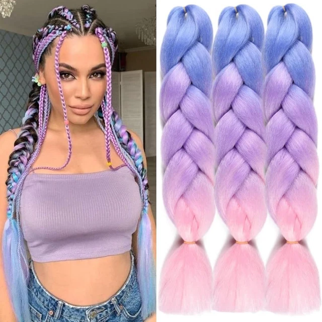 5 Packungen Kanekalon Jumbo Braid Ombre – 60 Cm Regenbogen Flechthaar, Synthetisch, Für Crochet Braids & Twist