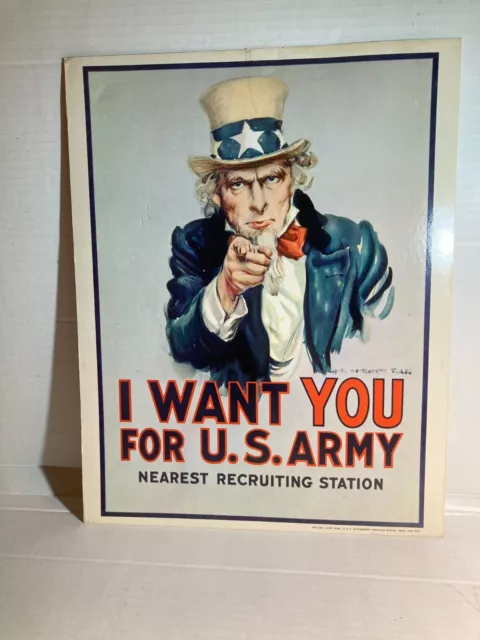 Vintage 1968 Uncle Sam "I Want You" for U.S. Army Recruitment Poster 14" x 11"