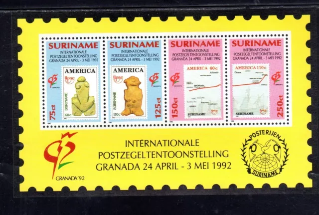 Surinam #918 1992 Grenada '92 Int'l Philatelic Exib. Mint Vf Nh O.g S/S4