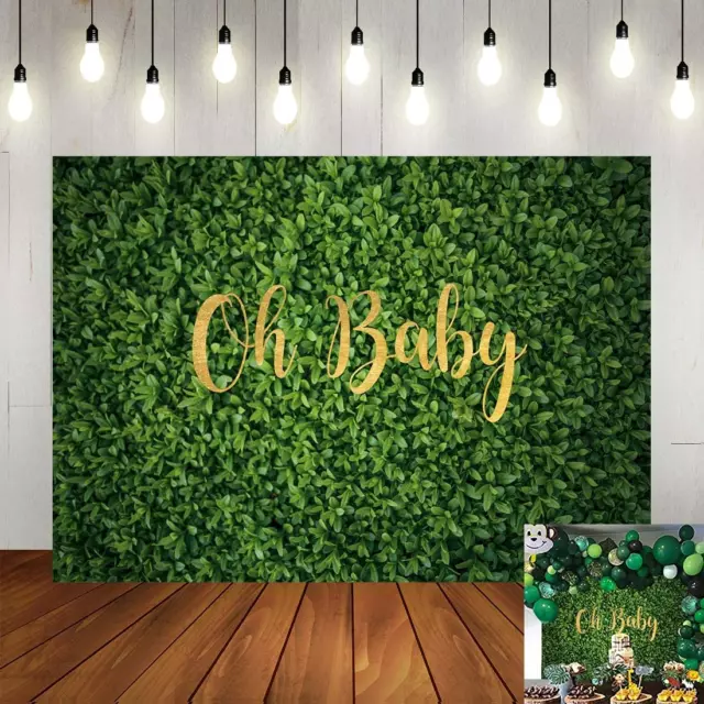 Oh Baby Green Leaves Backdrop Boy Girl Baby Shower Photography Background Newbo
