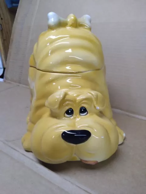 Vintage Dog Treat Cookie Jar Canister Ceramic Savoy Shar Pei Puppy 10x9x8