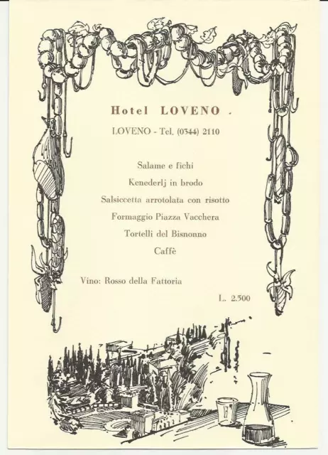 Autentico Menu Artistico Del 1969 Hotel Loveno Lago Di Como