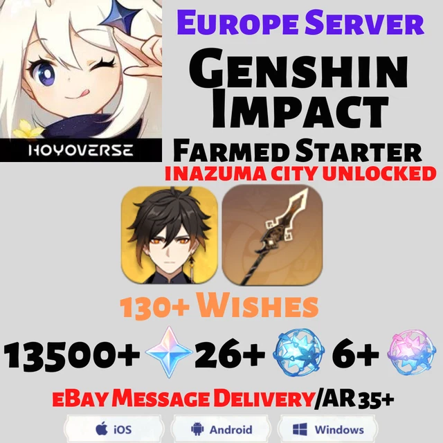 Compte Genshin Impact EU – AR45, 60k Primogems (Neuf, Multi-plateforme)