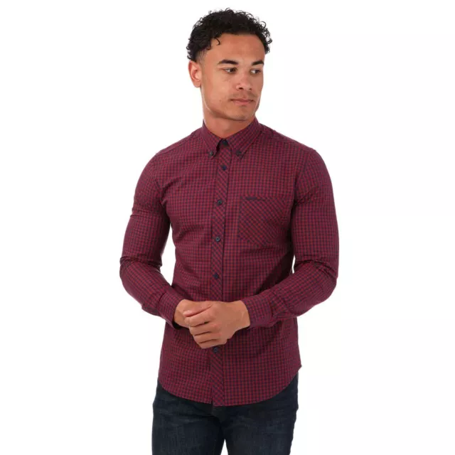 Men's Shirt Ben Sherman Gingham Check Cotton Button up in Red