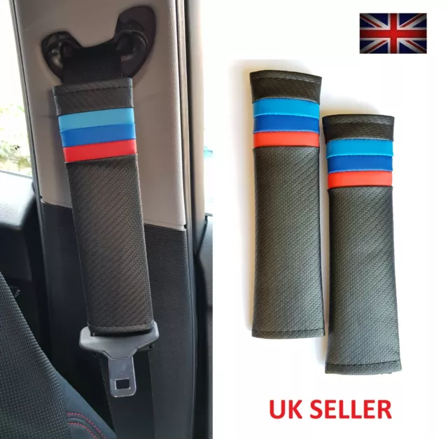 Car Seat Belt Pads Strap Carbon Fibre Leather For Toyota Peugeot Lexus Seat