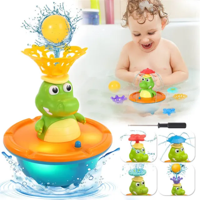 Electric Crocodile Spray Water Baby Kid Bath Toy Light Up Sprinkler Bathtub Toys