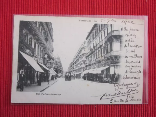 Cpa Ecrite Timbre Toulouse Rue D'alsace Lorraine 31 Haute Garonne